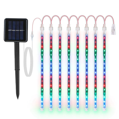 Solar Powered Meteor Shower String Lights 9.84FT Falling Raindrop Tube Lamp Water Resistant Decorative Lights For Tree Home Garden Parties