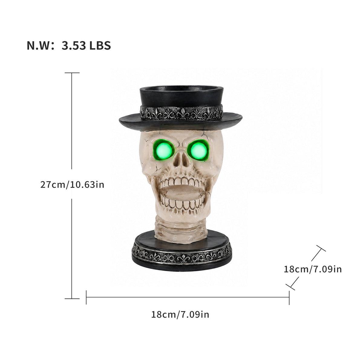 Halloween Skull Candle Holder with Glowing LED