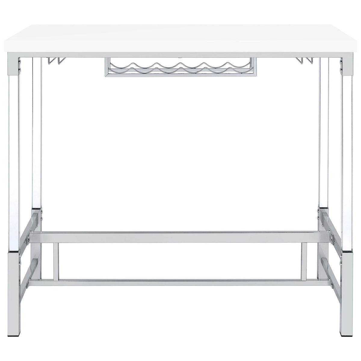 Norcrest 47-inch Acrylic Leg Bar Table White High Gloss