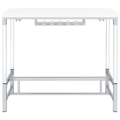 Norcrest 47-inch Acrylic Leg Bar Table White High Gloss