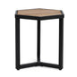 Outdoor Side Table With Iron Base And Slatted Top - Brown