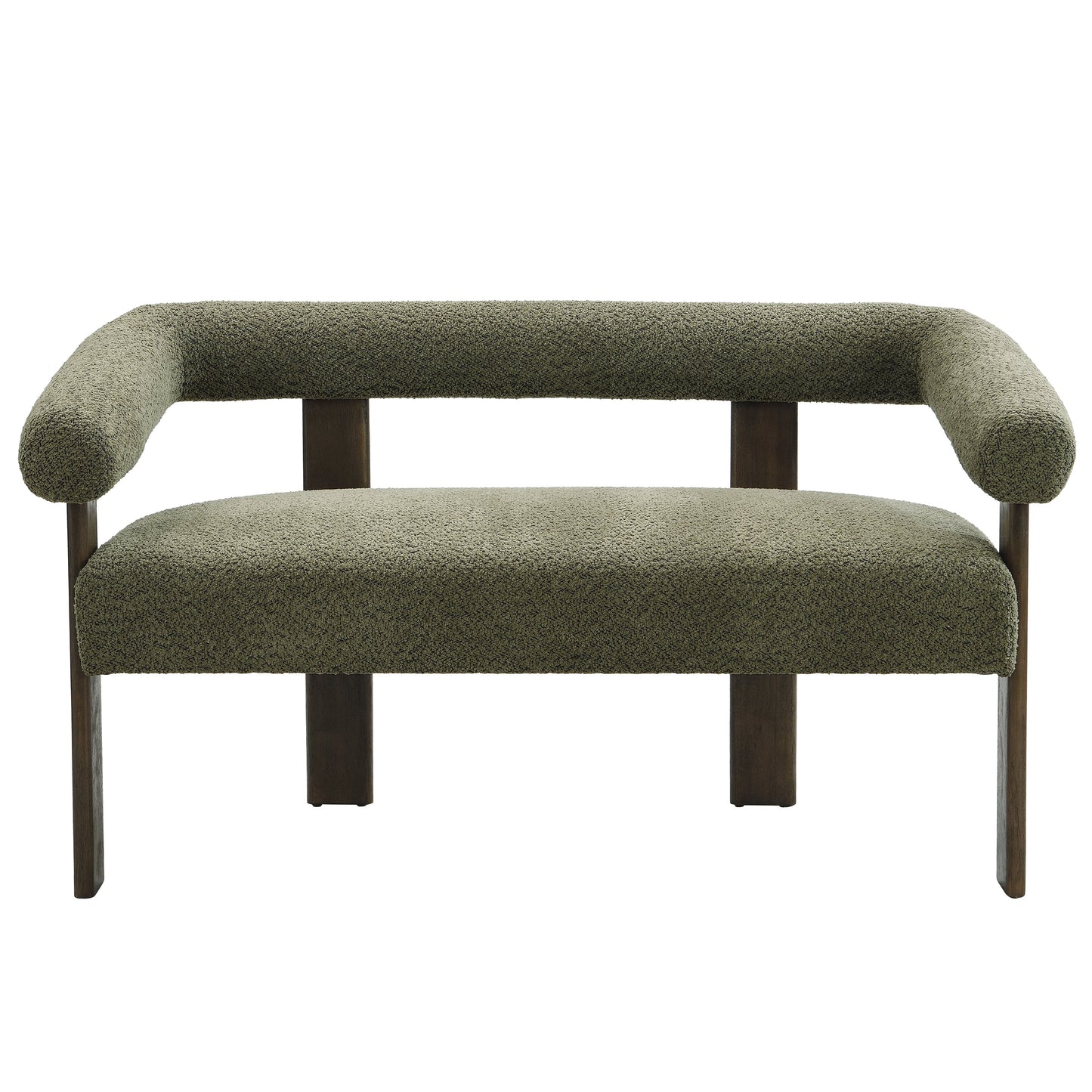 Round Armrest Loveseat (Green + Brown)