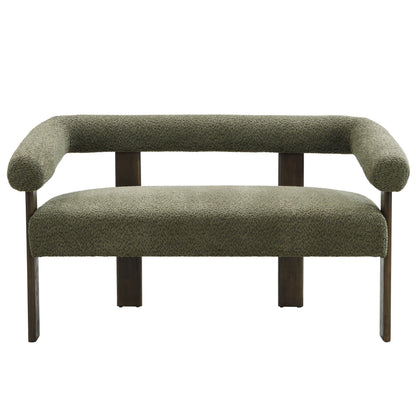 Round Armrest Loveseat (Green + Brown)