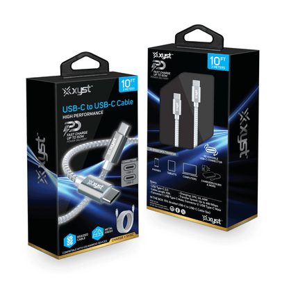Xyst Braided USB-C to USB-C Charge and Sync Cable 10Ft