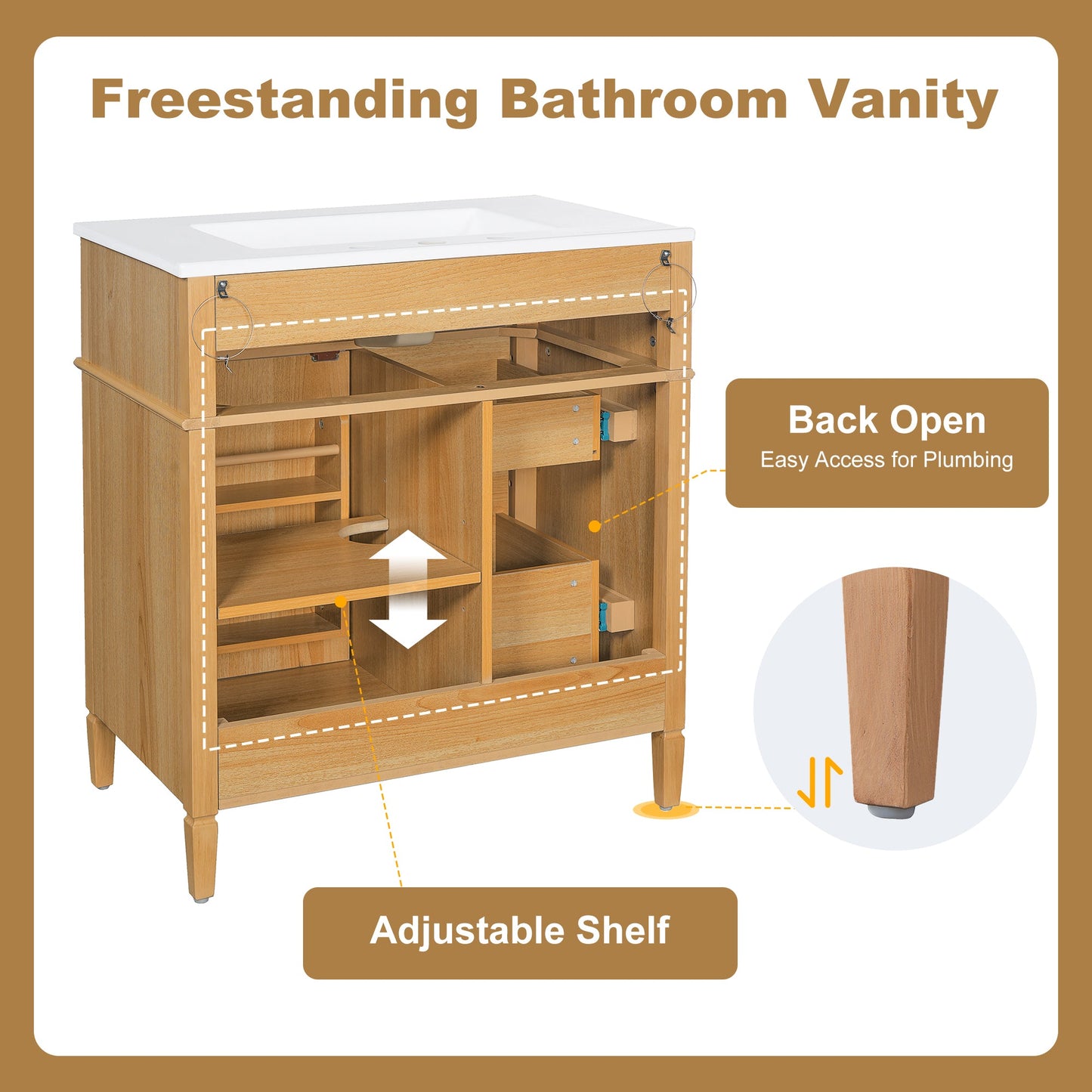 30" Bathroom Vanity with Sink and Wood Vanity Cabinet