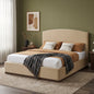 Queen Size Upholstered Bed Frame with Velvet Fabric Thick Headboard