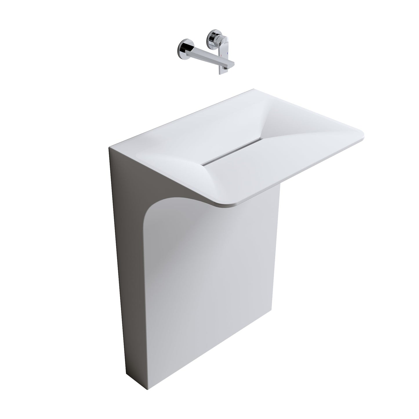Modern Wall-Mounted Solid Surface Pedestal Sink