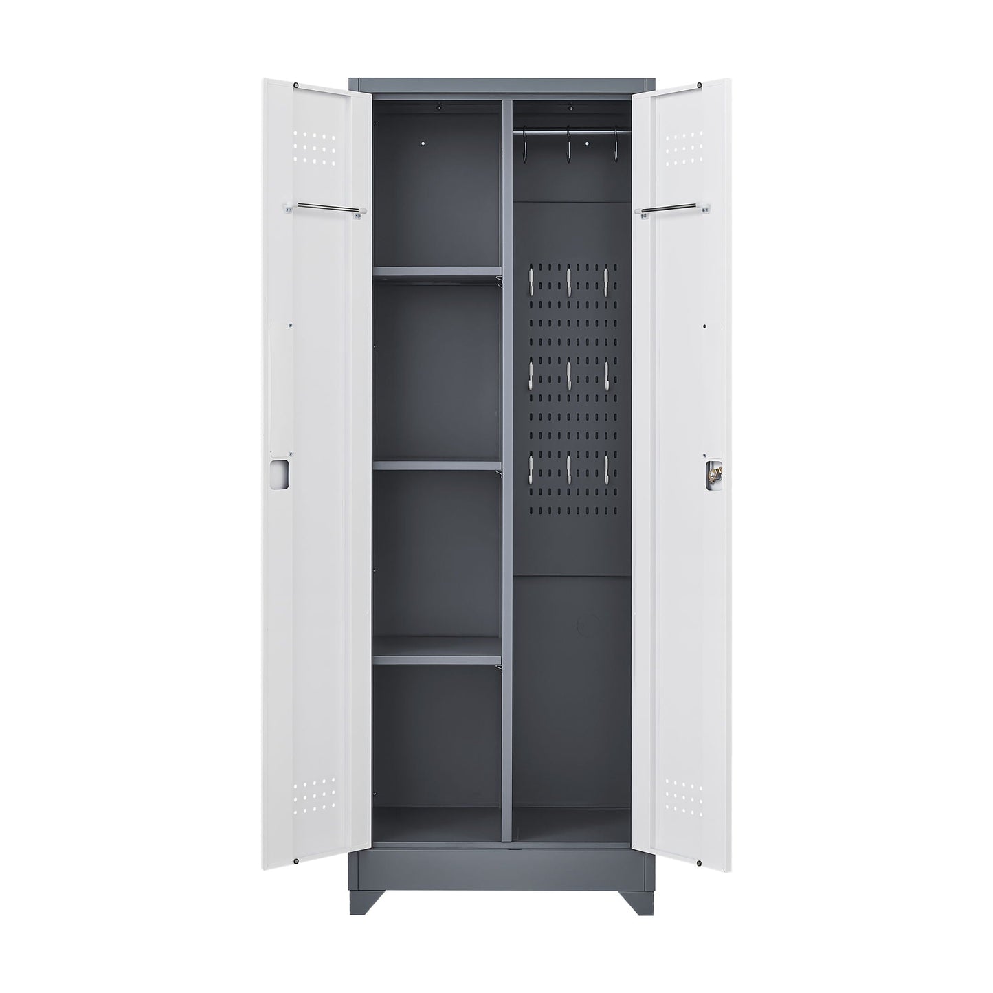 Lockers With Locking Doors, Adjustable Shelves, High Broom Tool Storage Cabinet