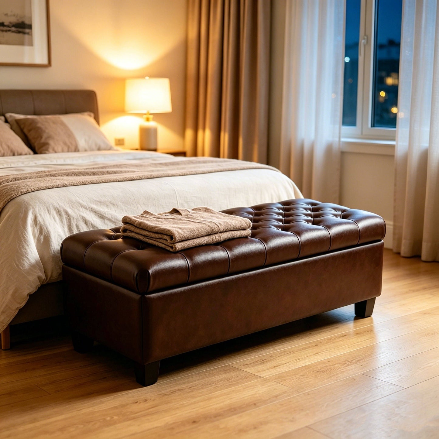 Storage Ottoman Bench With Safety Hinges