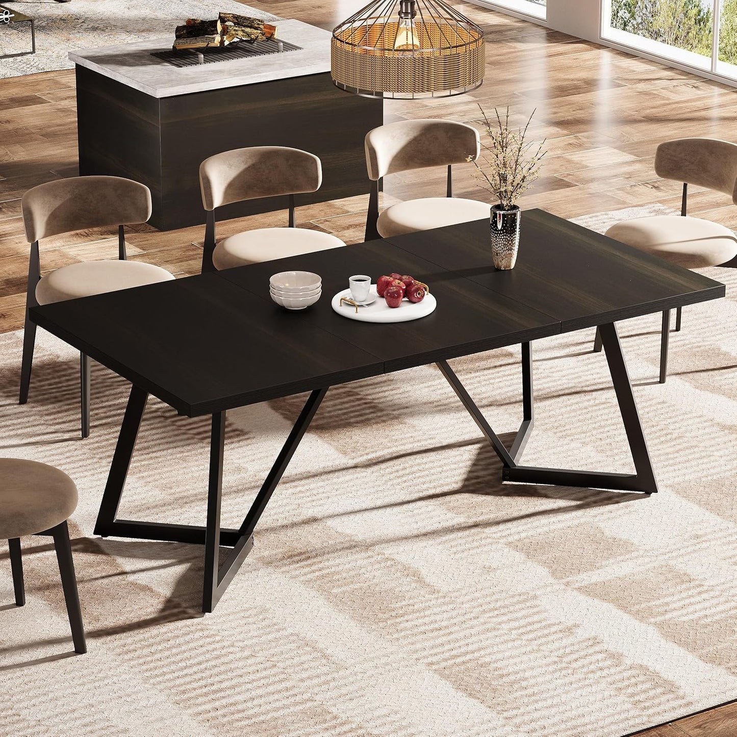 Rectangular Dining Table For 6 - 8 People - Black