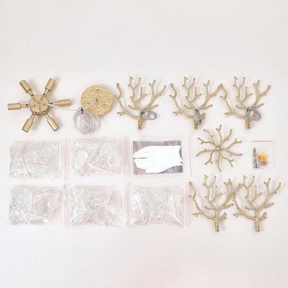 6-Light Chandelier Crystal Ceiling Lamp - Gold Finish