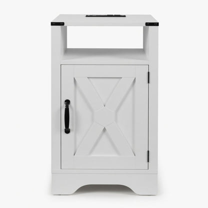 Farmhouse Nightstand, Charging Station & Storage