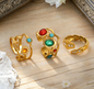 18K Gold Stainless Steel Natural Stone Ring