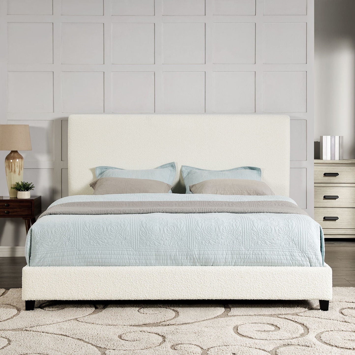 Platform Bed & Upholstered Headboard