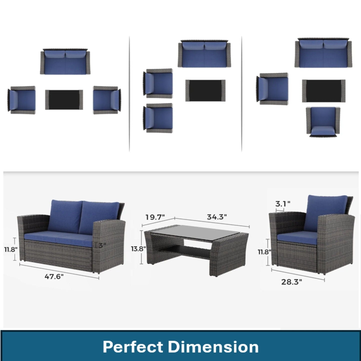 Modern Patio Set With Table And Cushions