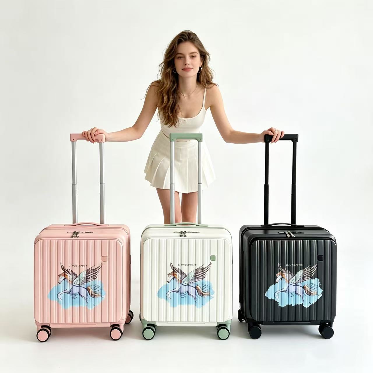 Side Opening Small Luggage Compartment, 20 Inch Compact Wheeled Travel Bag, Suitable For Carrying Around, Lightweight And Practical