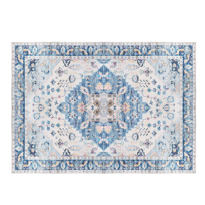 8x10FT VintageÊArea Rug Modern Non Slip Carpet Boho Low Pile Soft Rug Waterproof Machine Washable Rug for Living Room BedroomÊKitchen Dining Room Unde