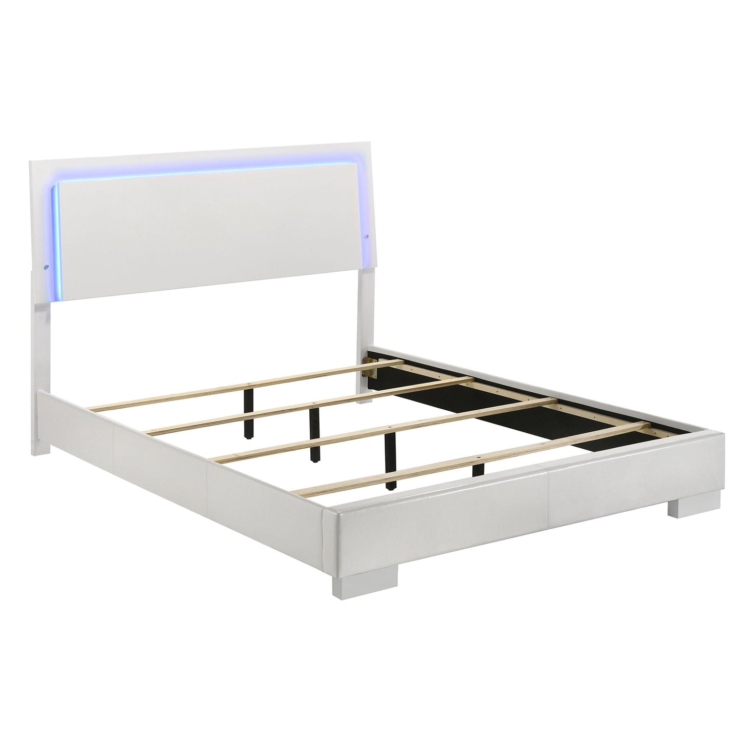 August - 6 Piece Queen Panel Bedroom Set With LED Lighting - White