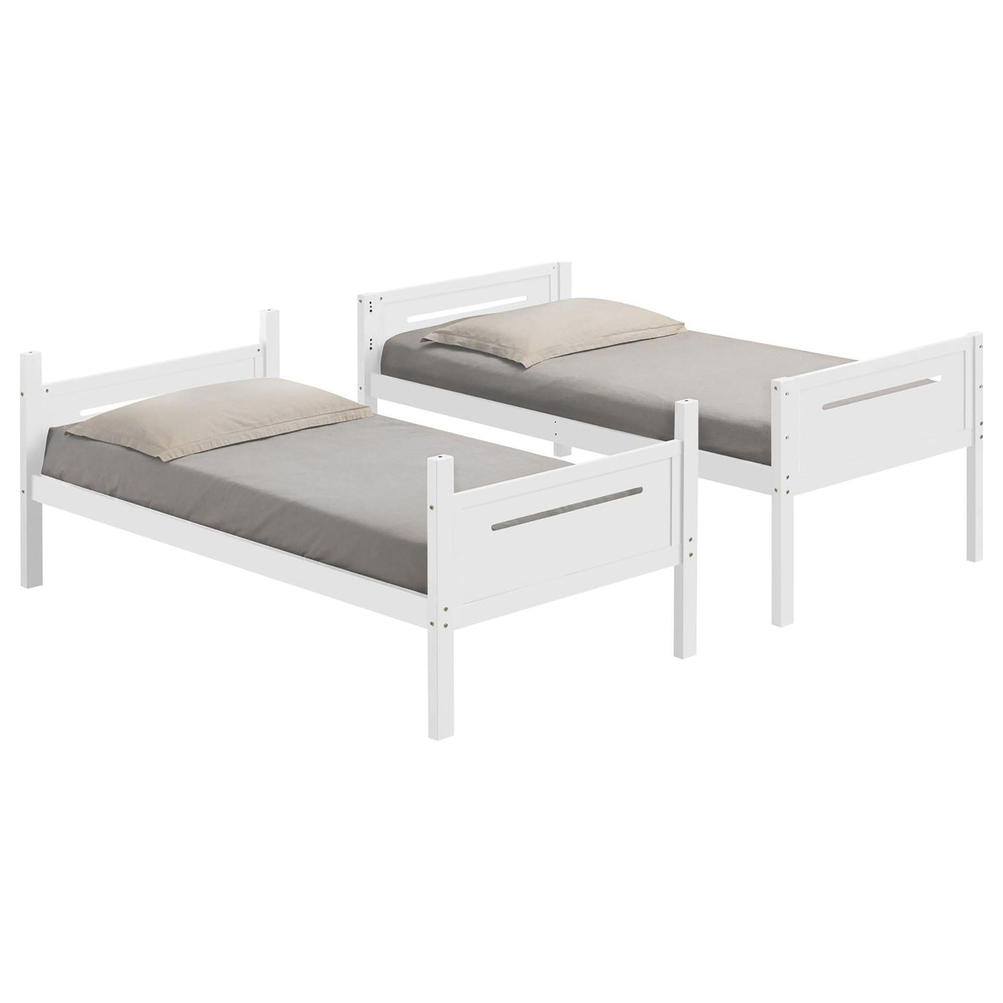 Bunk Bed With Built In Ladder, Safety Guardrails And Angled Access Step