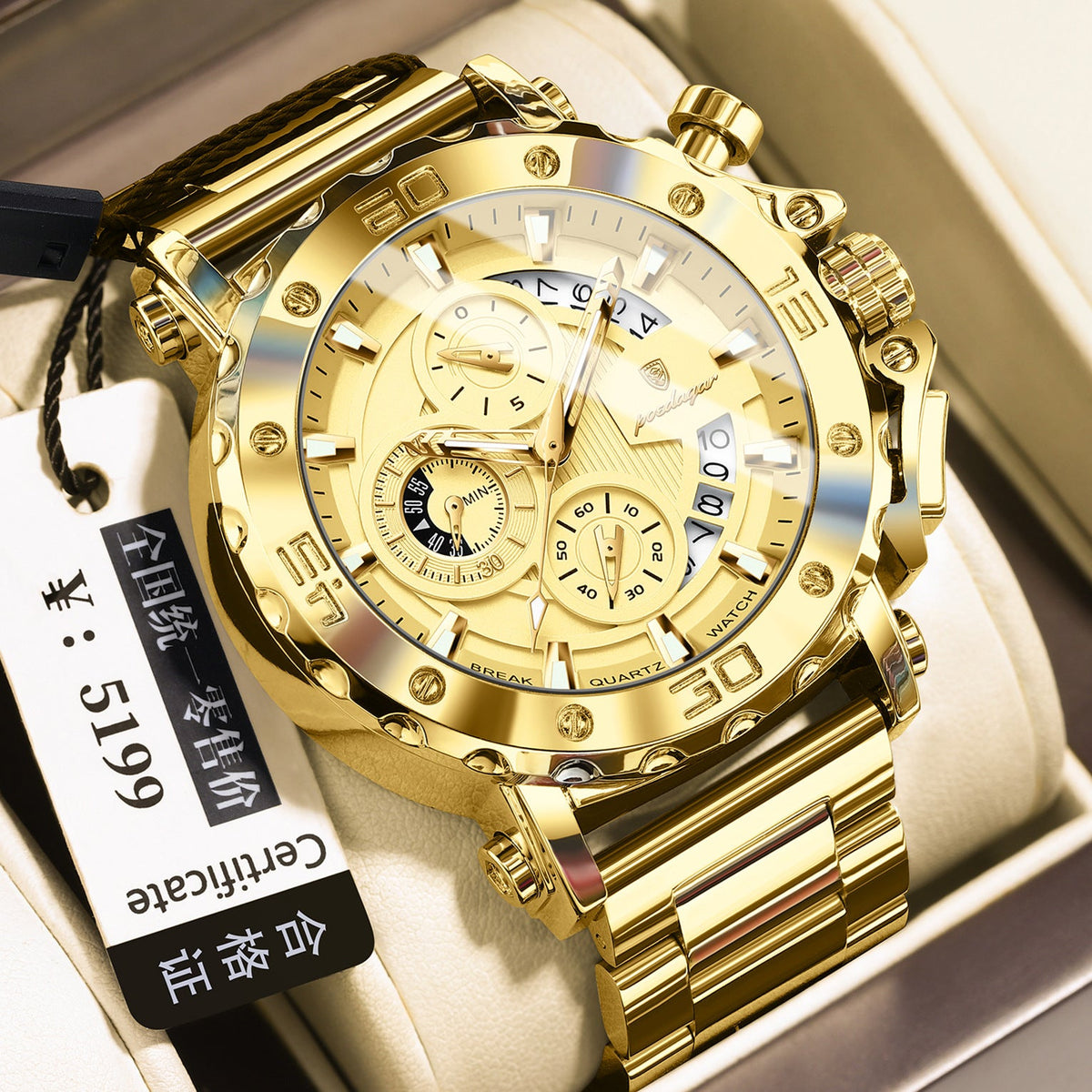 Quartz Watch Waterproof Multifunctional Luminous Fashionable Mens Timepiece