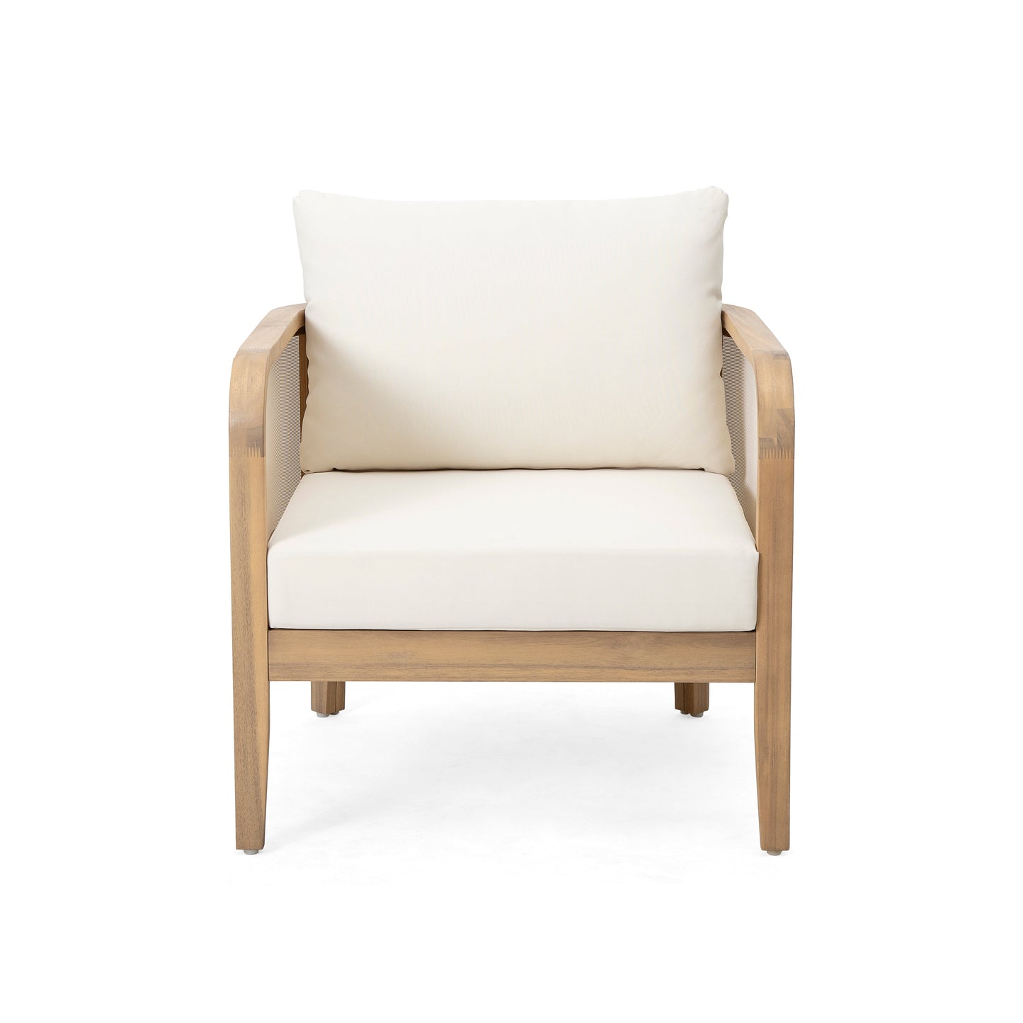 Set of 2 Outdoor Acacia Wood Patio Club Chairs