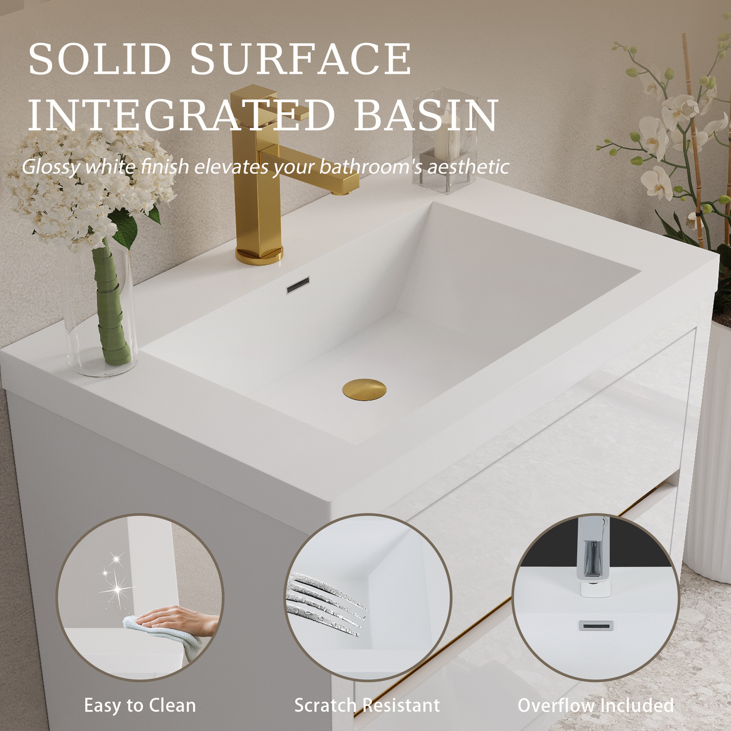 30" Wall-Mounted Bathroom Vanity with Sink