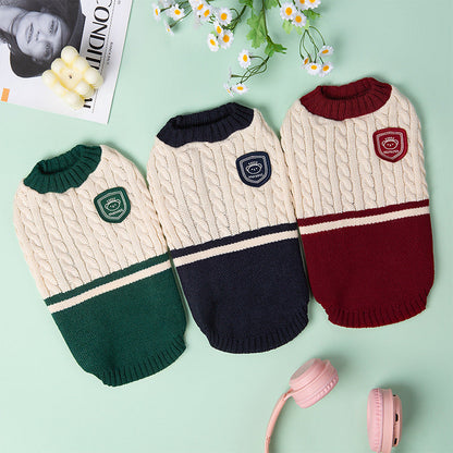 Pet Academy Style Thickened Warm Stretch Dog Sweater