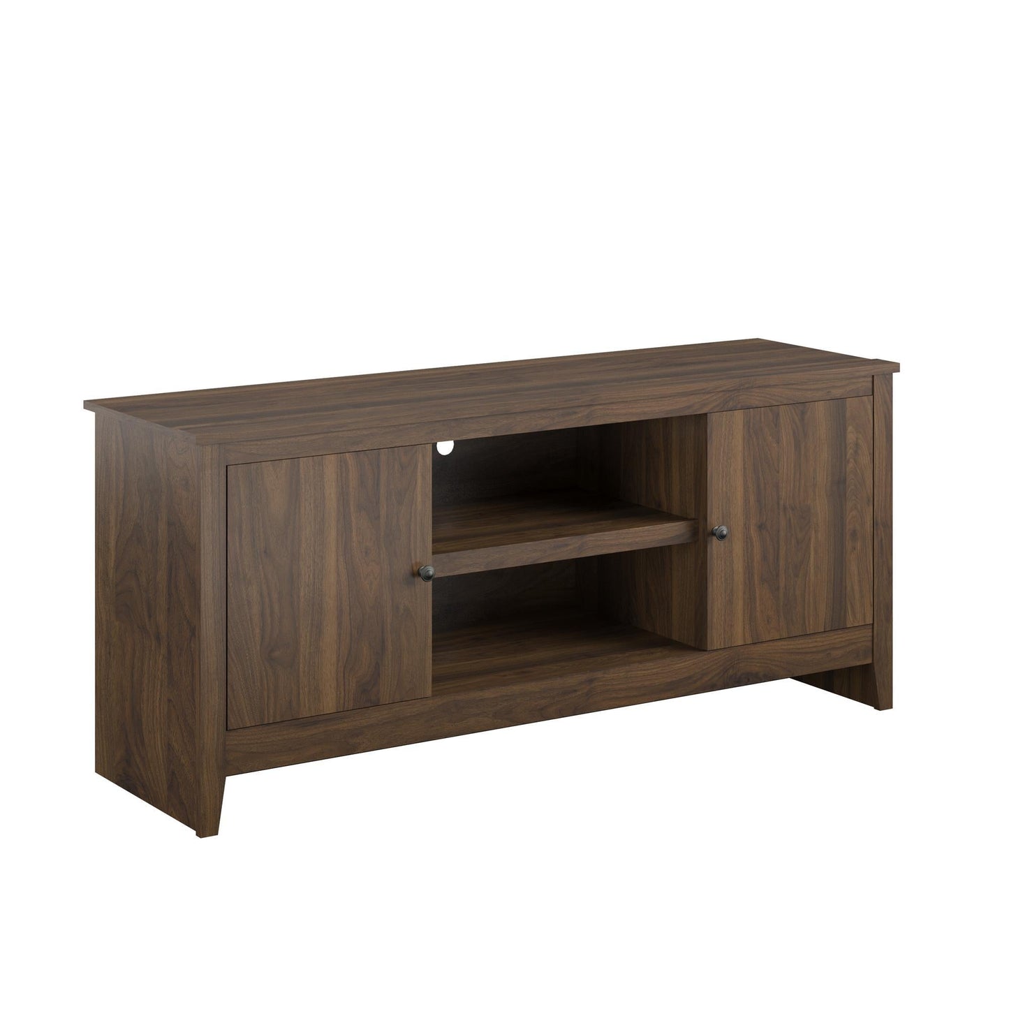 TV Stand For TVs Up To 65" With Open Shelves And Storage Cabinets - Walnut