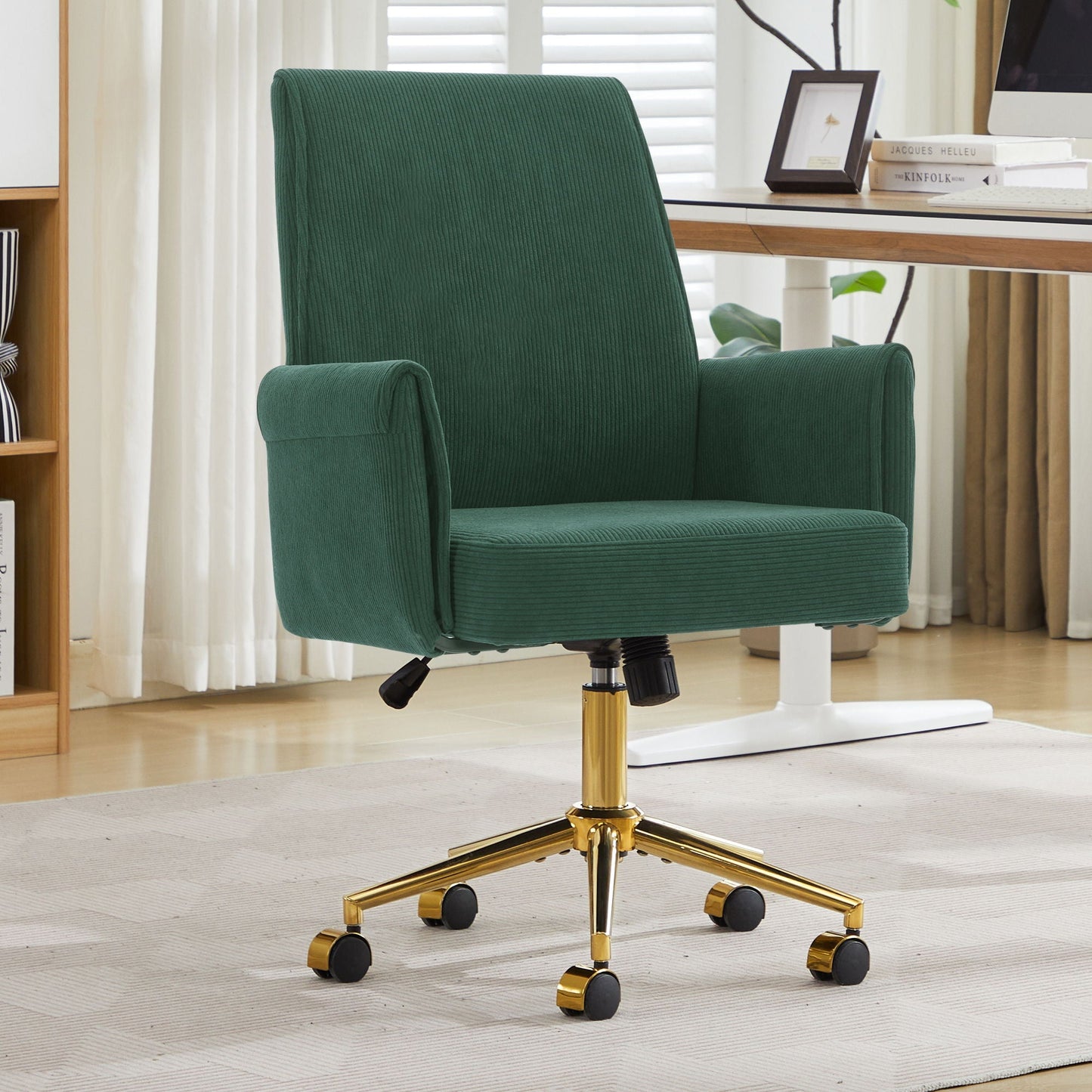 Ergonomic Mid-Back Office Chair With Gold Base