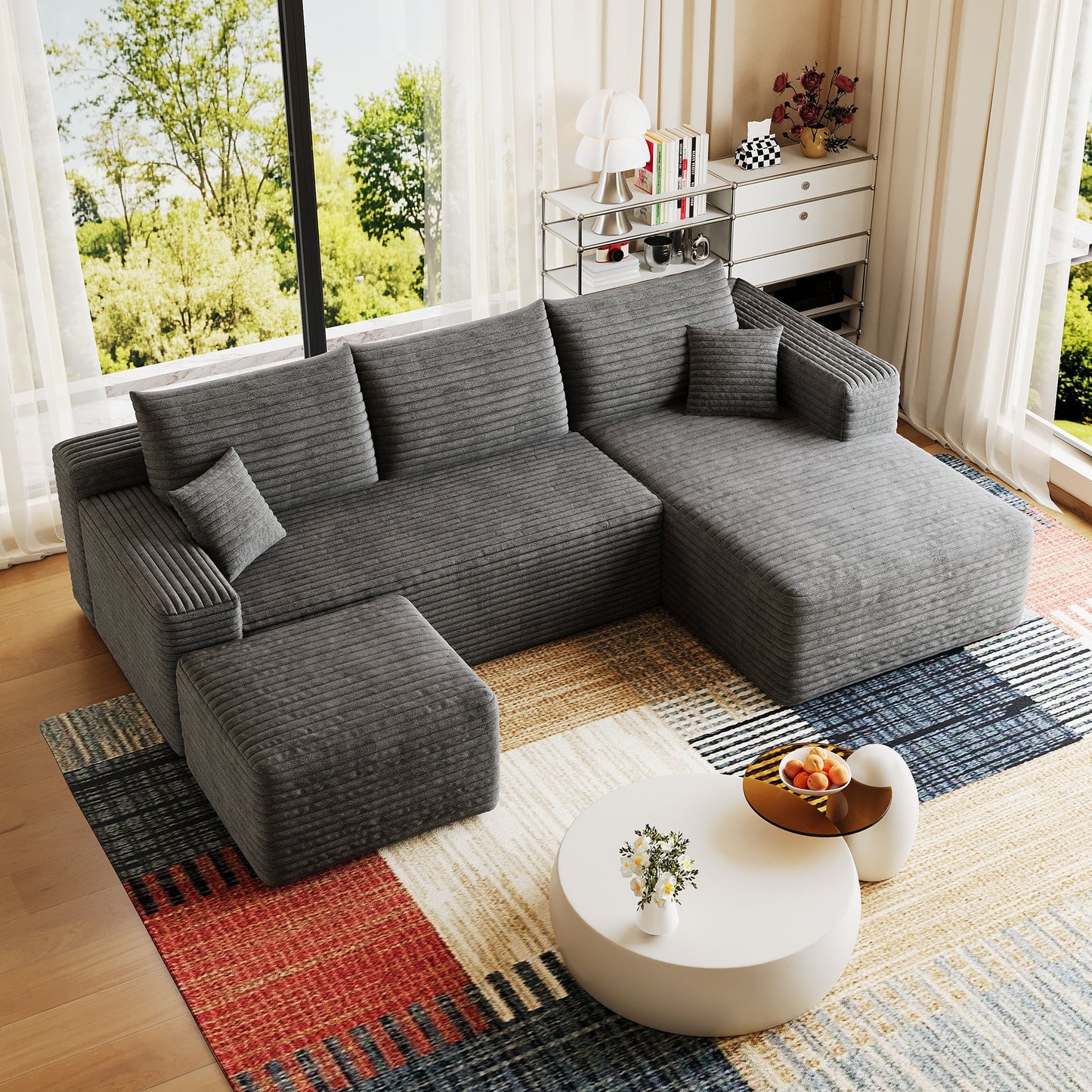 95" Cloud Sectional Sofa with Ottoman
