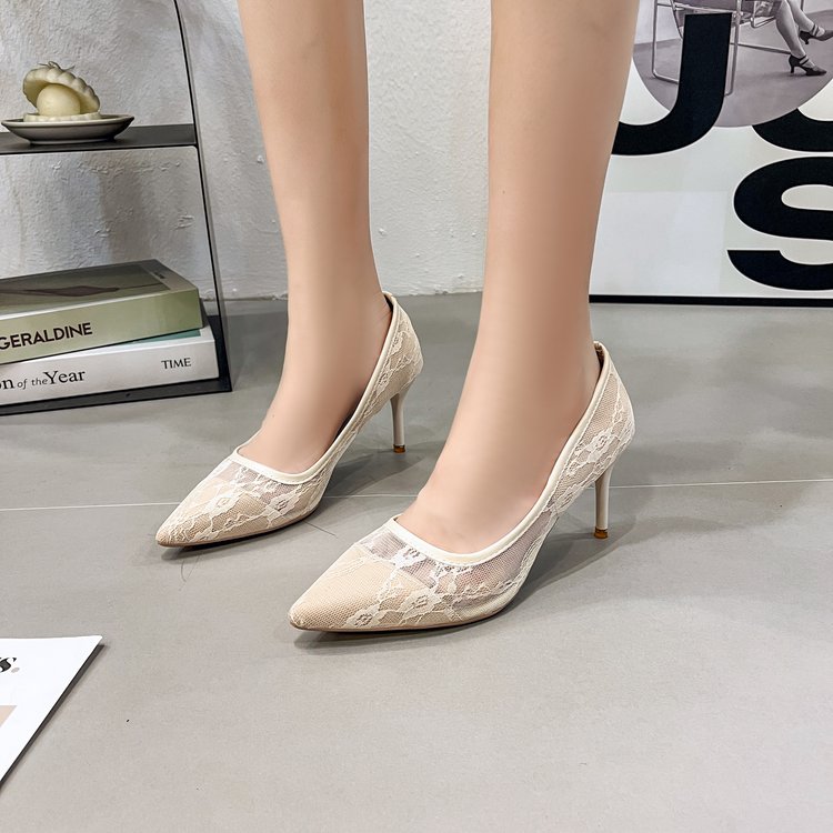 Sexy Slimming Mesh Lace Pointed Toe Stiletto Pumps For Women