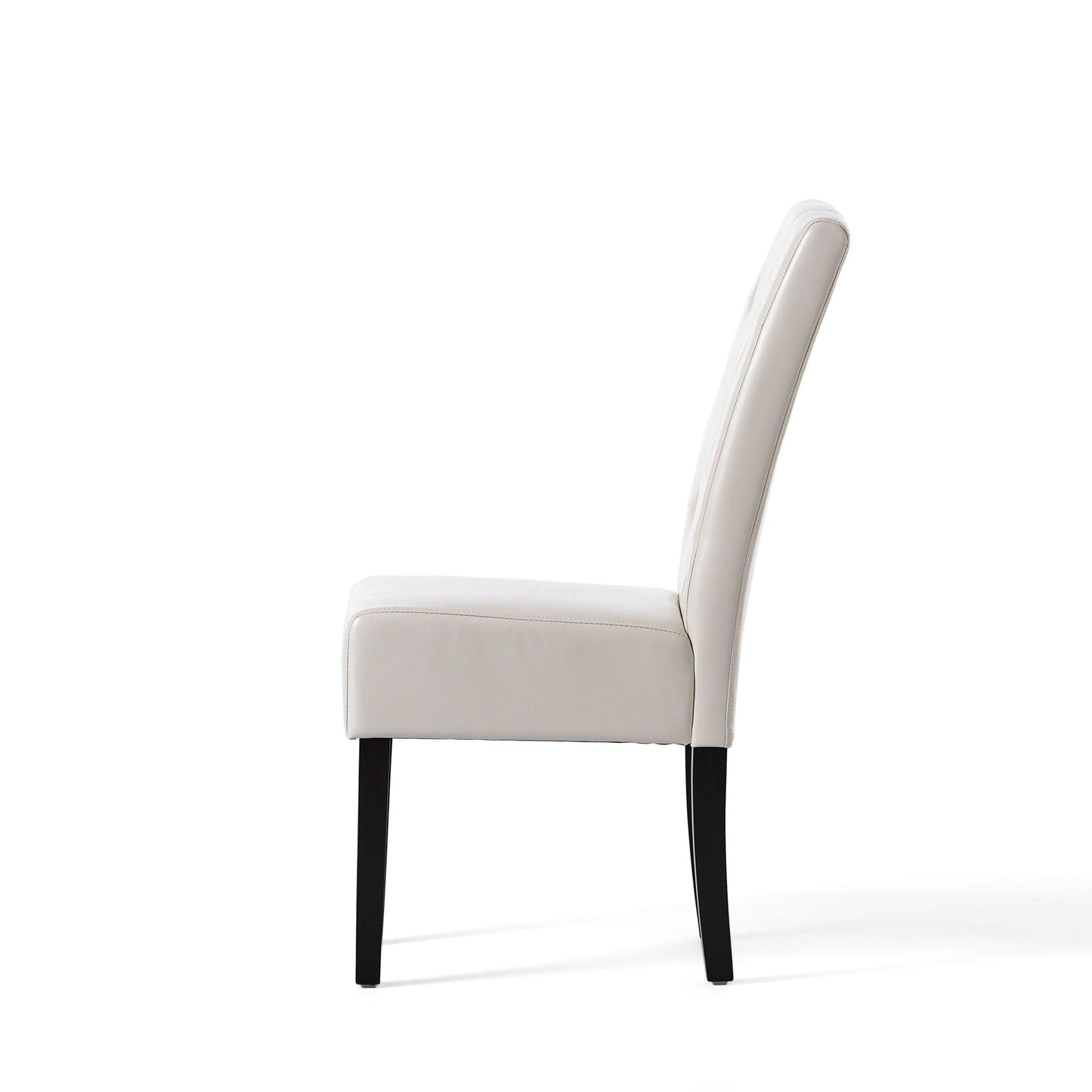 Carter 5 Tuft Dining Chair With Button Tufted Backrest And Espresso Legs - Ivory