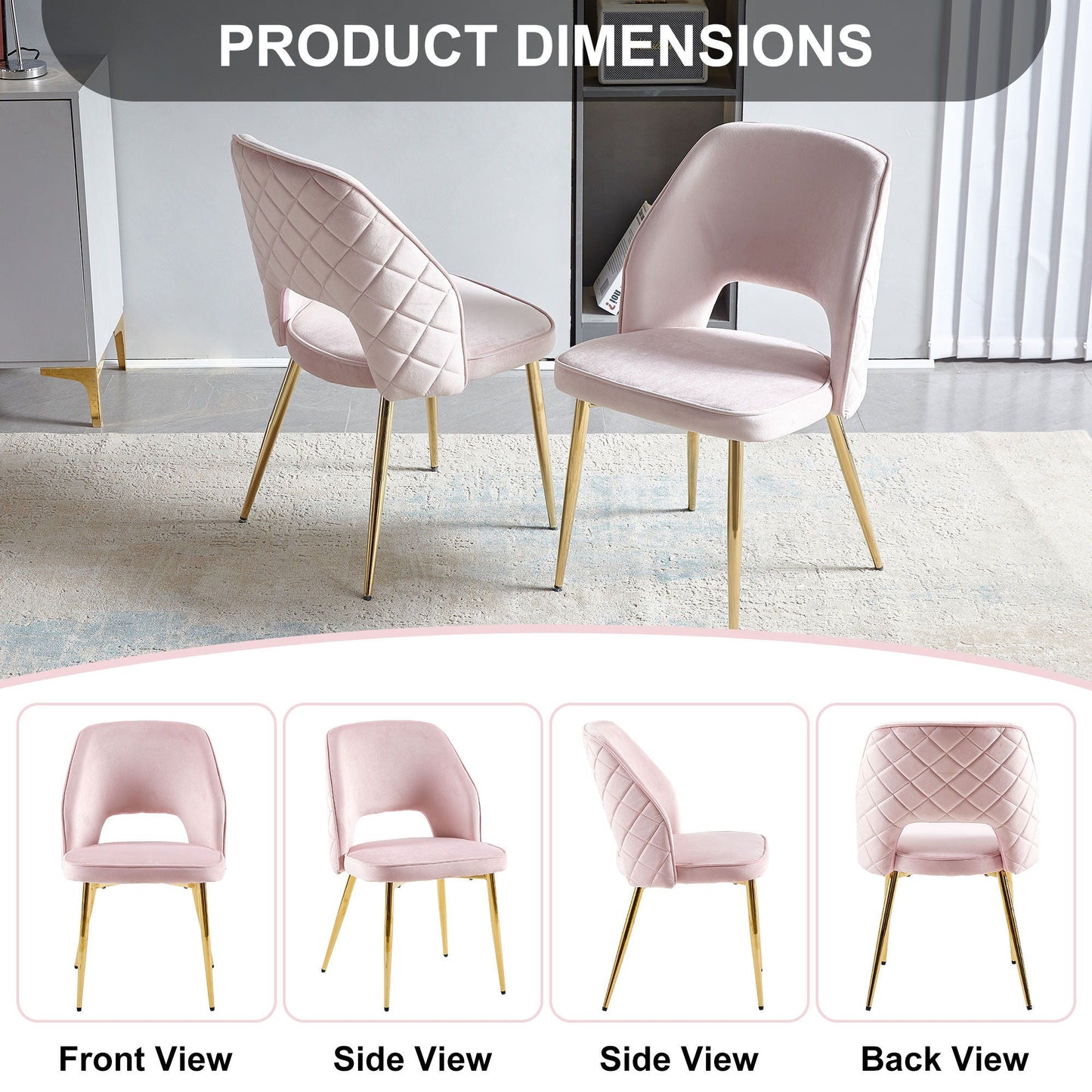 Dining Chairs With Metal Legs And Hollow Back Upholstered Dining Chairs