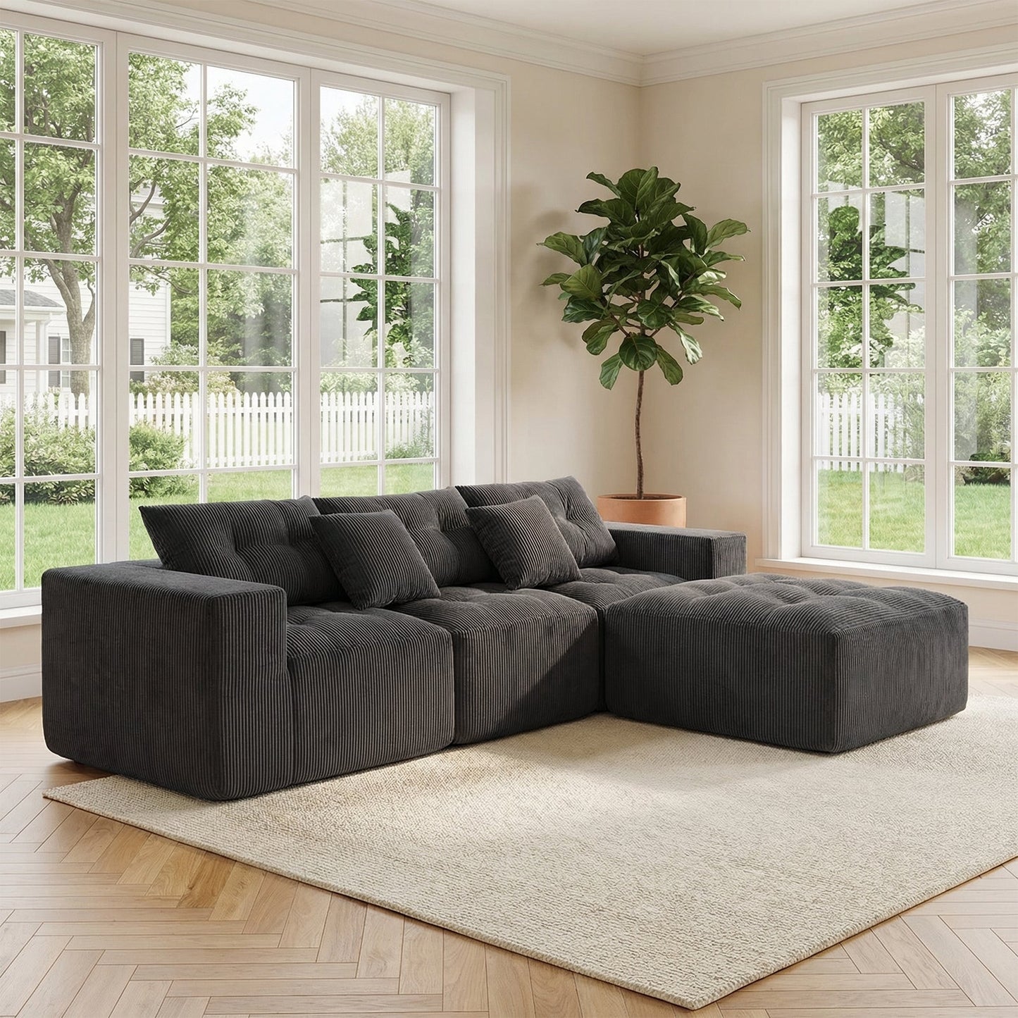 101" L-Shaped Modular Compression Sofa