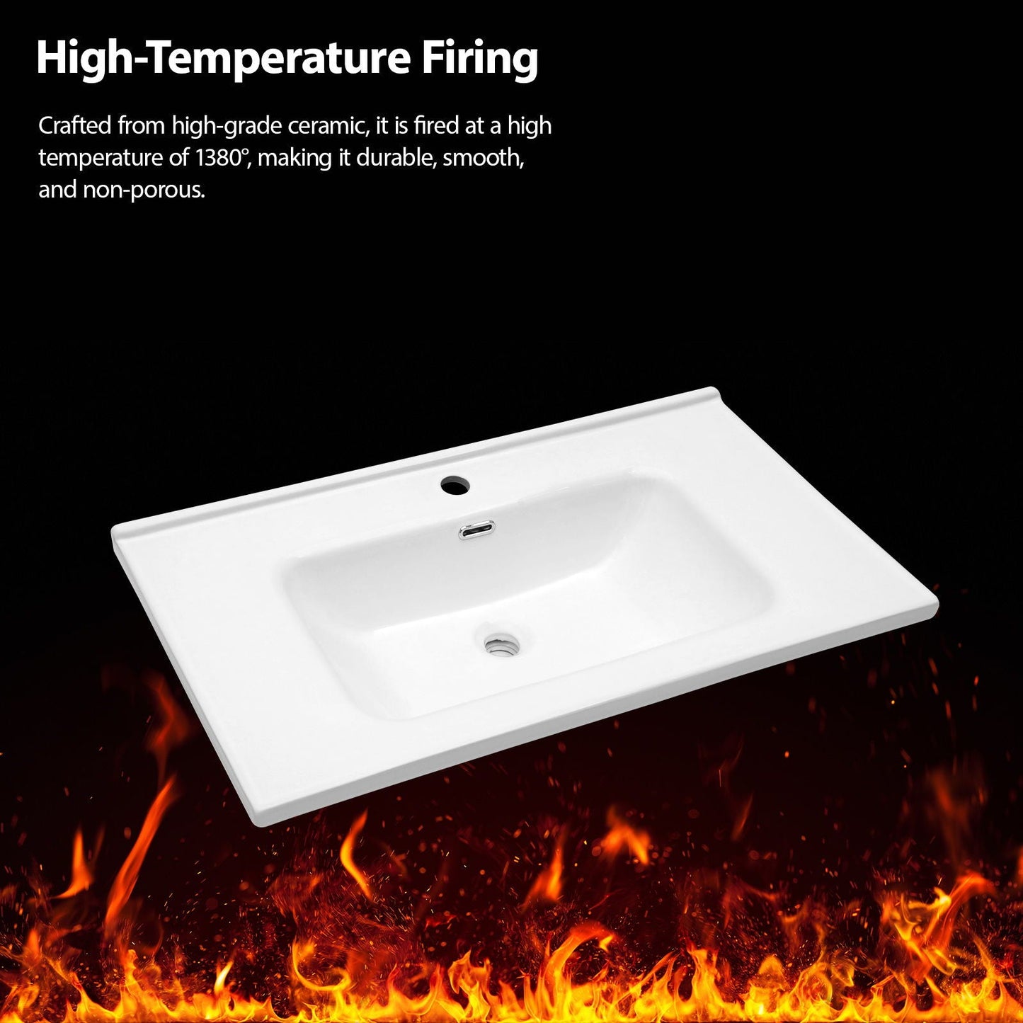 Modern Rectangular Vanity Top With Overflow For Bathroom