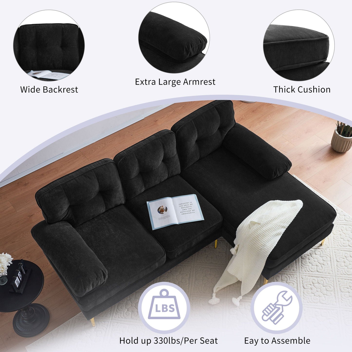 Modern L Shaped Sectional Sofa For Living Room