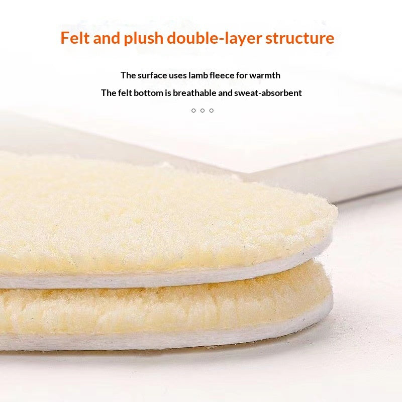 Winter Fleece-lined Extra-thick And Cuttable Wool Insoles