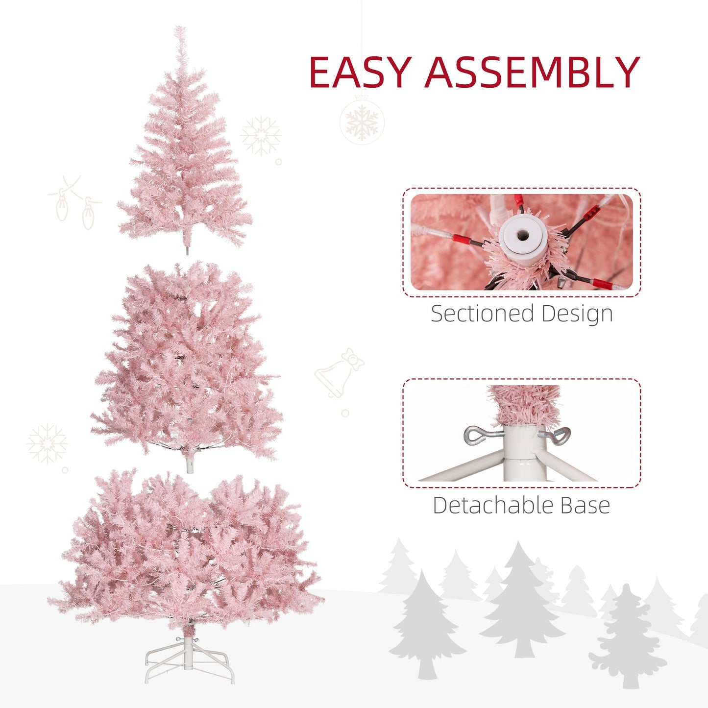 HOMCOM 7.5' Tall Prelit Christmas Tree
