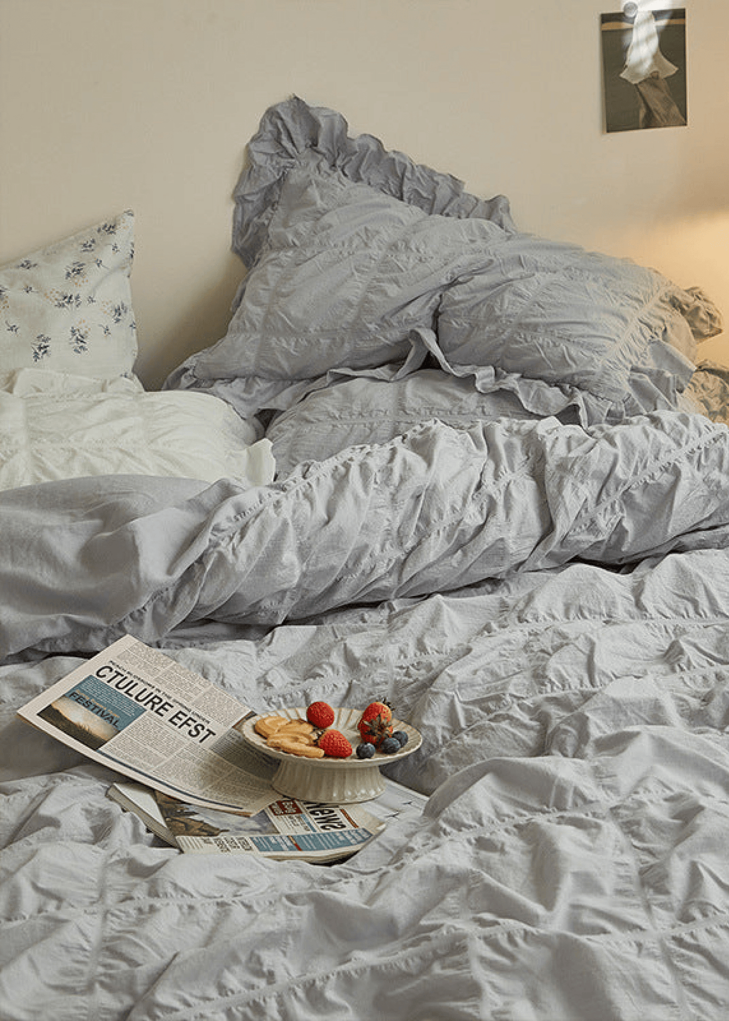 Earth Tone Marshmallow Puff Ruffle Bedding Set / Pumpkin Brown