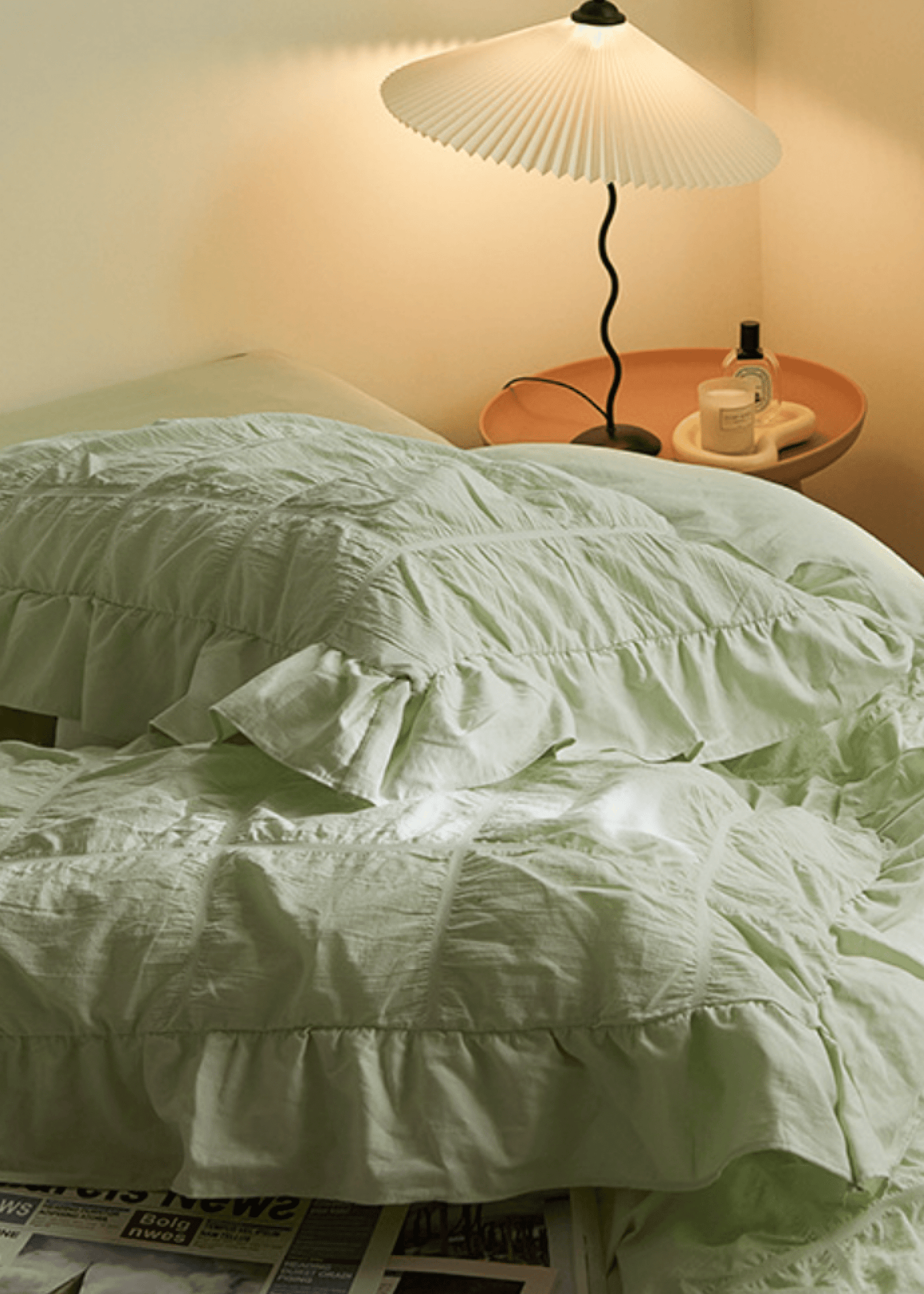 Earth Tone Marshmallow Puff Ruffle Bedding Set / Pumpkin Brown