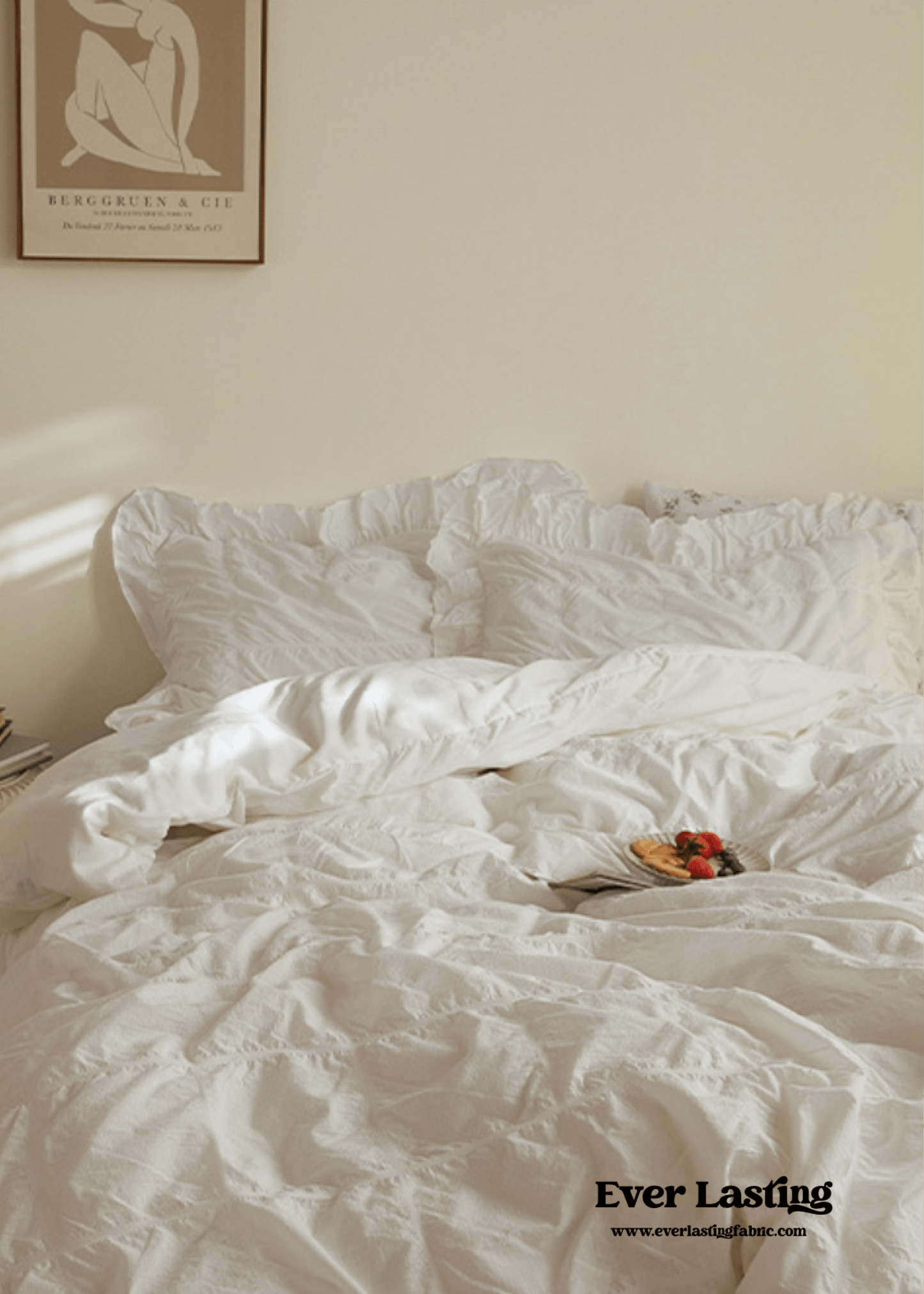 Earth Tone Marshmallow Puff Ruffle Bedding Set / Pumpkin Brown