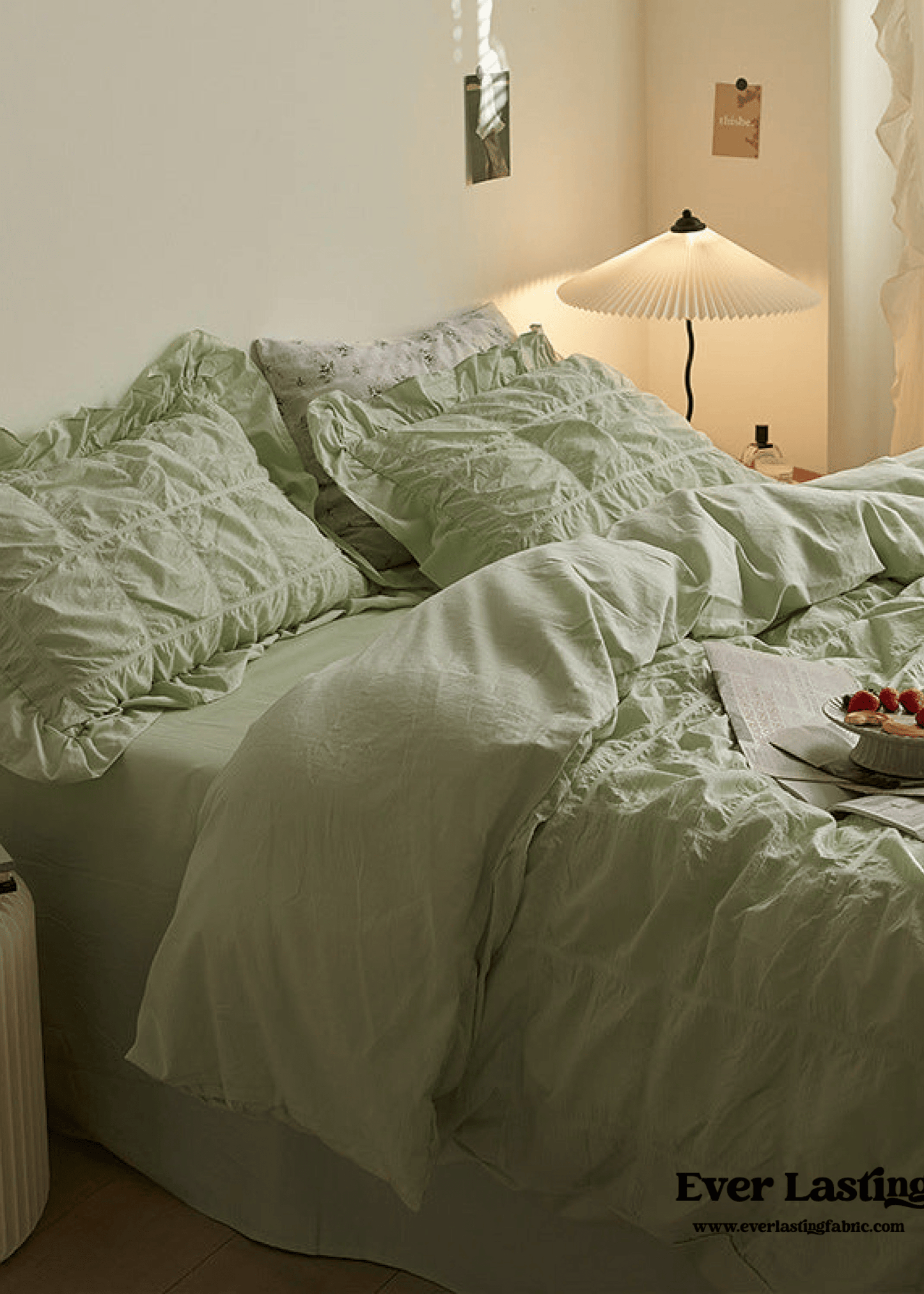 Earth Tone Marshmallow Puff Ruffle Bedding Set / Rust Pink
