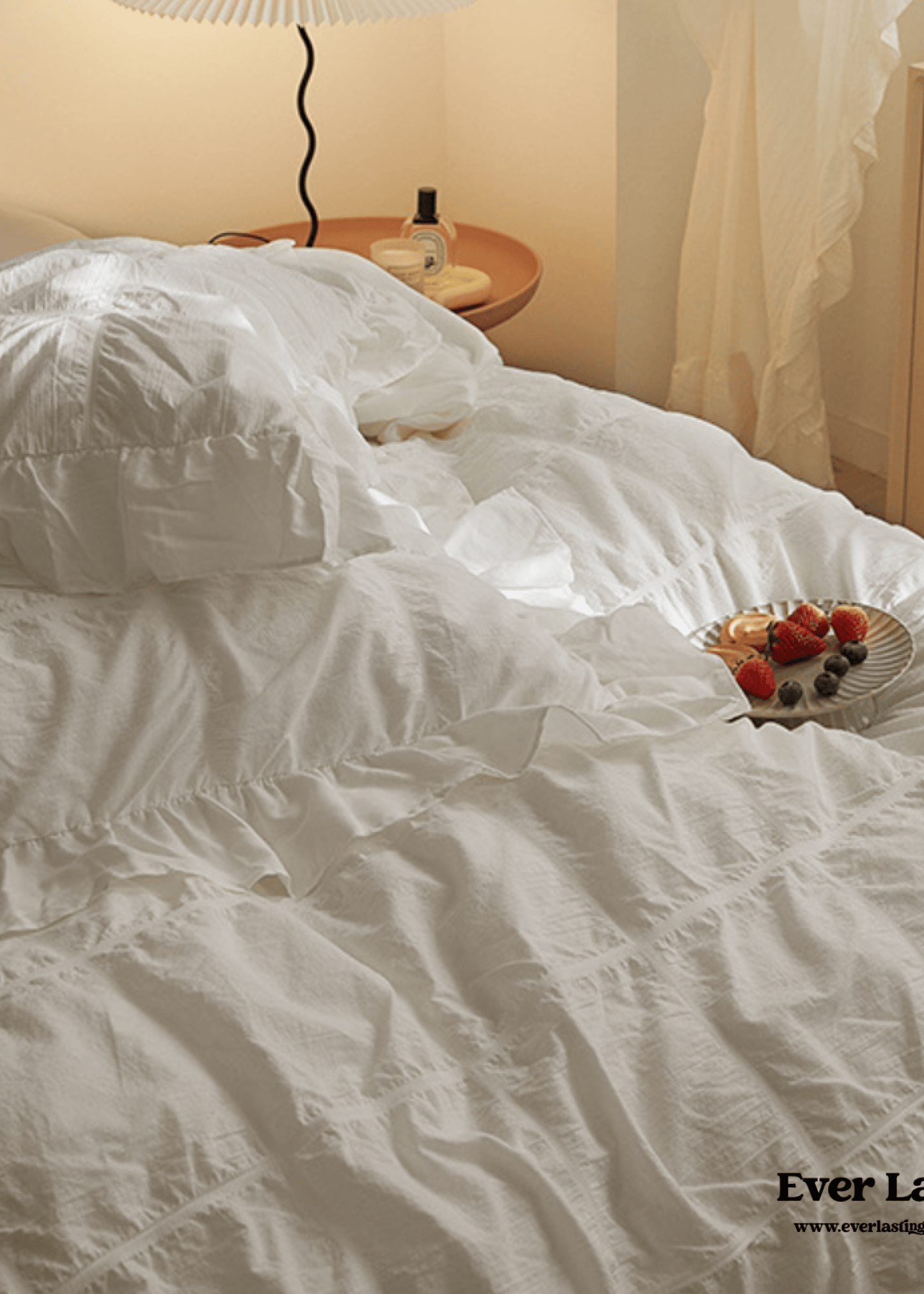 Earth Tone Marshmallow Puff Ruffle Bedding Set / Rust Pink