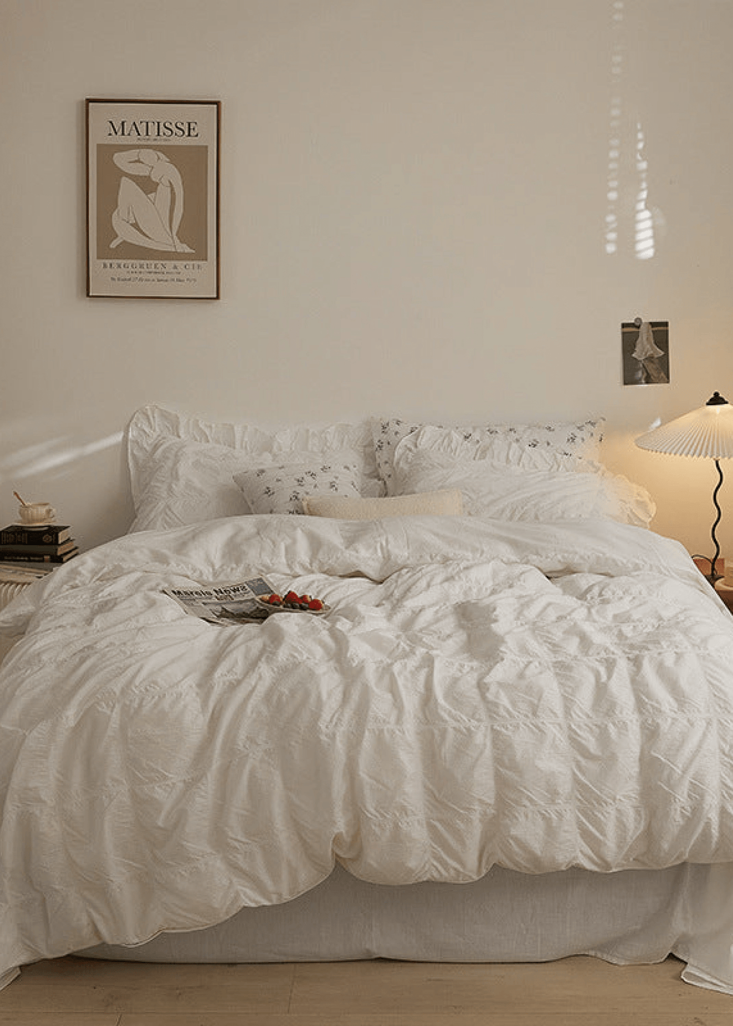Earth Tone Marshmallow Puff Ruffle Bedding Set / Rust Pink