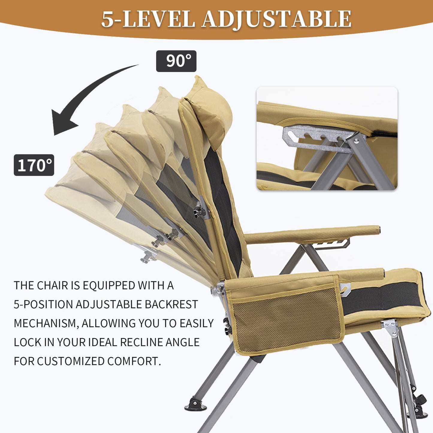 5-Position Adjustable Reclining Camping Chair