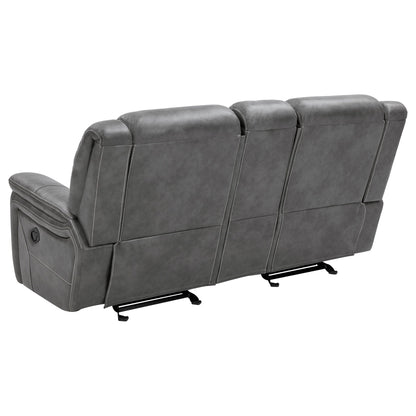 Conrad Upholstered Padded Arm Glider Loveseat Grey