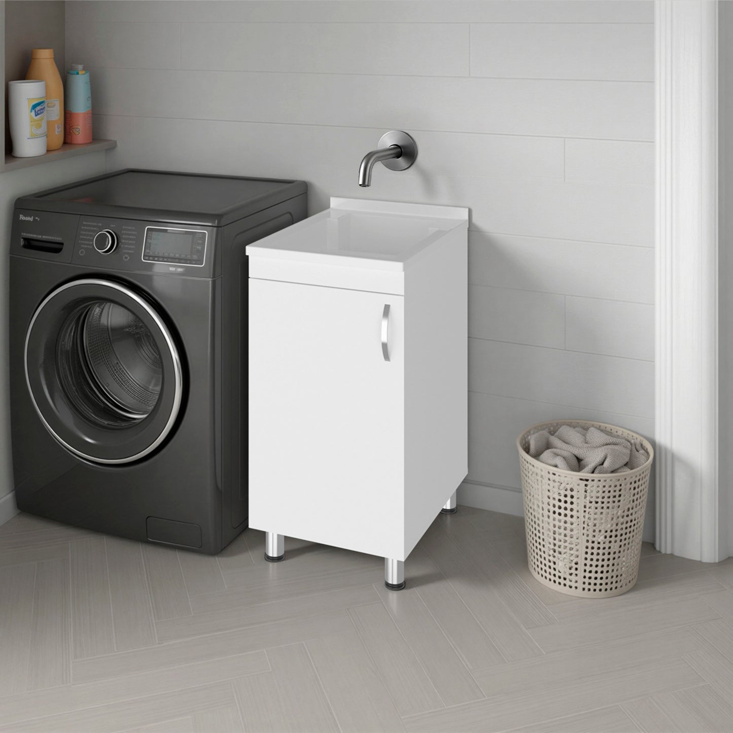 Darwin Freestanding Utility Tub and Sink Cabinet with One Door