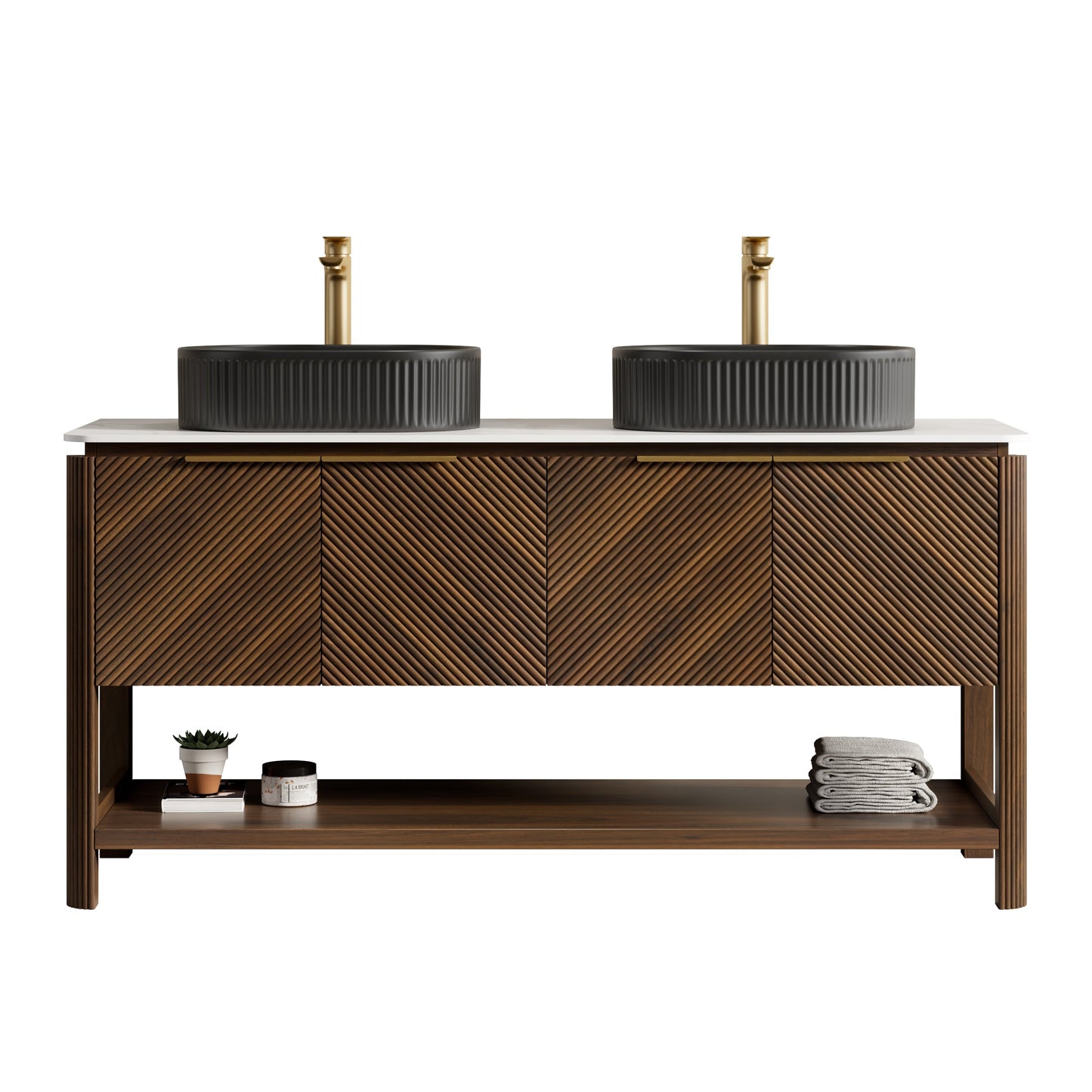 Indigo 60" Bathroom Vanity with Sintered Stone Countertop and Vessel Sink