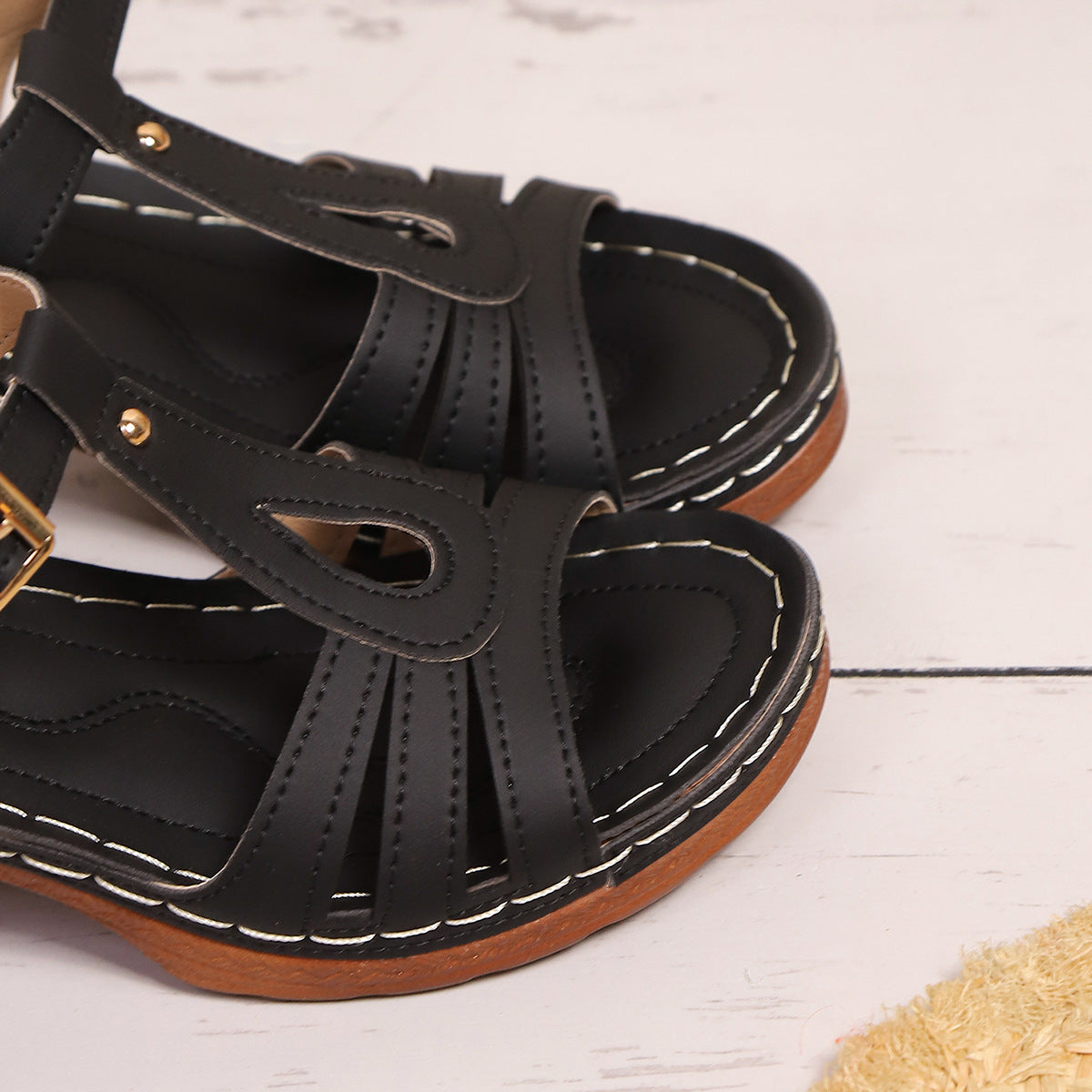 Fish-mouth Chunky-heel Strappy High-heeled Sandals