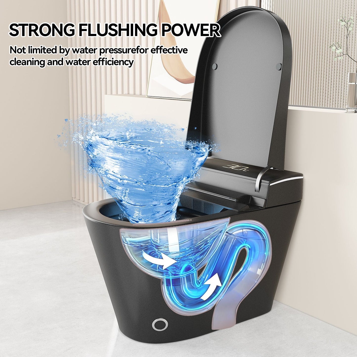 Smart Bidet Toilet With Auto Open / Close Seat, Warm Water Wash, Heated Seat, And Wireless Remote Control
